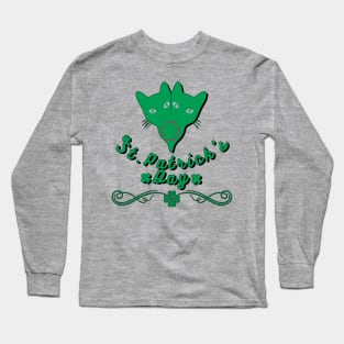 st patricks day two kitten green love clover Long Sleeve T-Shirt